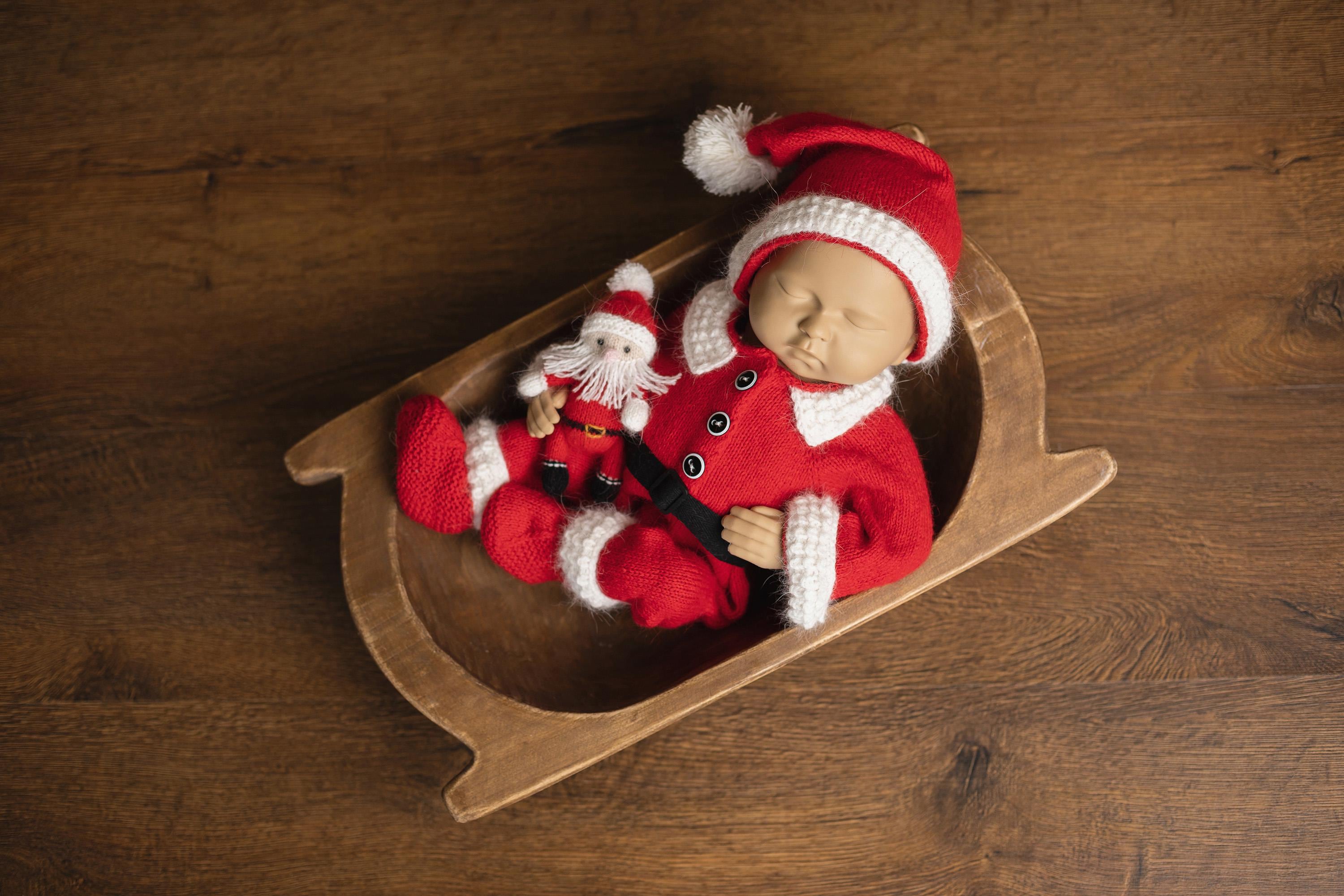 Newborn Santa Claus Outfit, Newborn Christmas Outfit, Knitted Newborn Santa Hat, Newborn Knitted Outfit, Christmas Newborn Photography Props