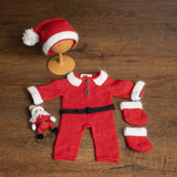 Newborn Santa Claus Outfit, Newborn Christmas Outfit, Knitted Newborn Santa Hat, Newborn Knitted Outfit, Christmas Newborn Photography Props