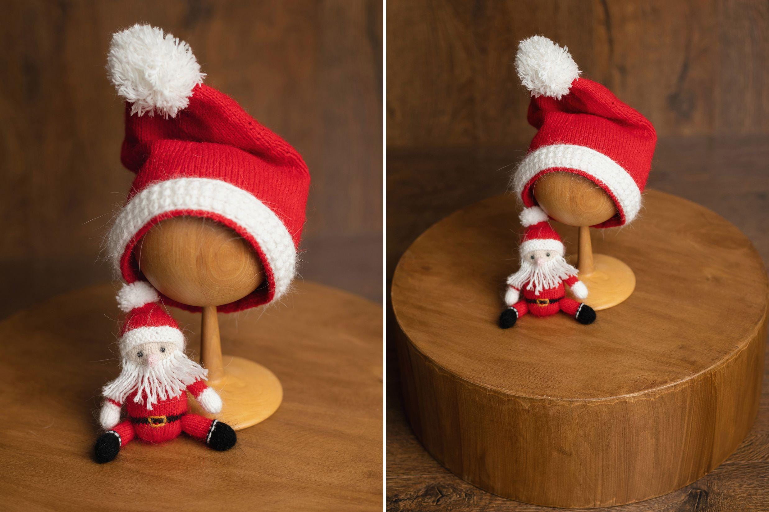 Newborn Santa Claus Outfit, Newborn Christmas Outfit, Knitted Newborn Santa Hat, Newborn Knitted Outfit, Christmas Newborn Photography Props