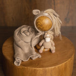 Angora Wool Newborn Horse & Unicorn Bonnet Set with Knit Toy