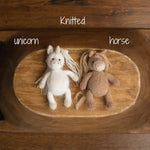 Felted and Knitted Horse and Unicorn Toys for Newborn Photography — Lunar “Year of the Horse” Inspired Baby Photo Props