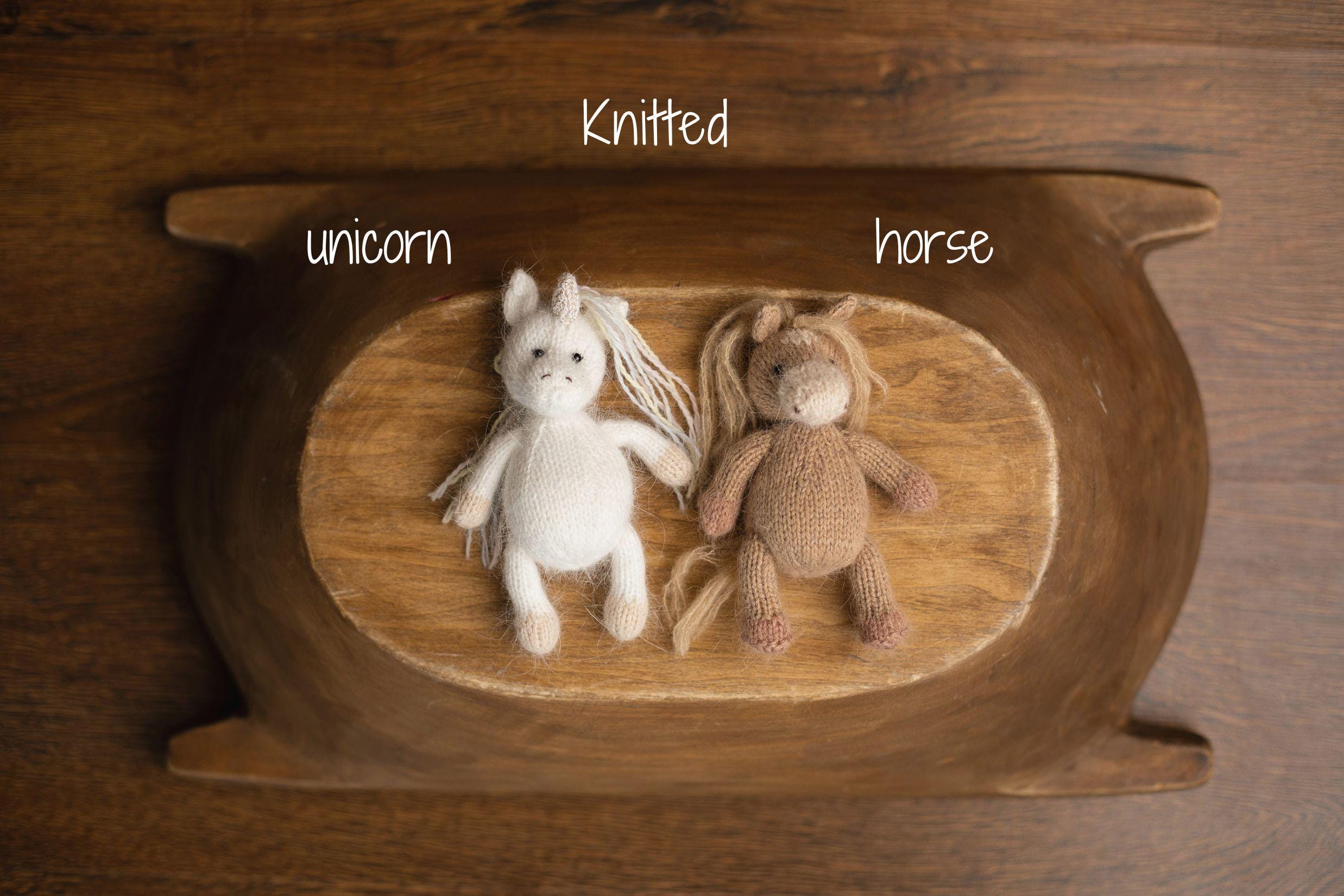 Felted and Knitted Horse and Unicorn Toys for Newborn Photography — Lunar “Year of the Horse” Inspired Baby Photo Props