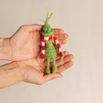 Felted Wool Whimsical Holiday Green Monster Toy for Christmas Photography Props and Holiday Gift