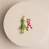 Felted Wool Whimsical Holiday Green Monster Toy for Christmas Photography Props and Holiday Gift