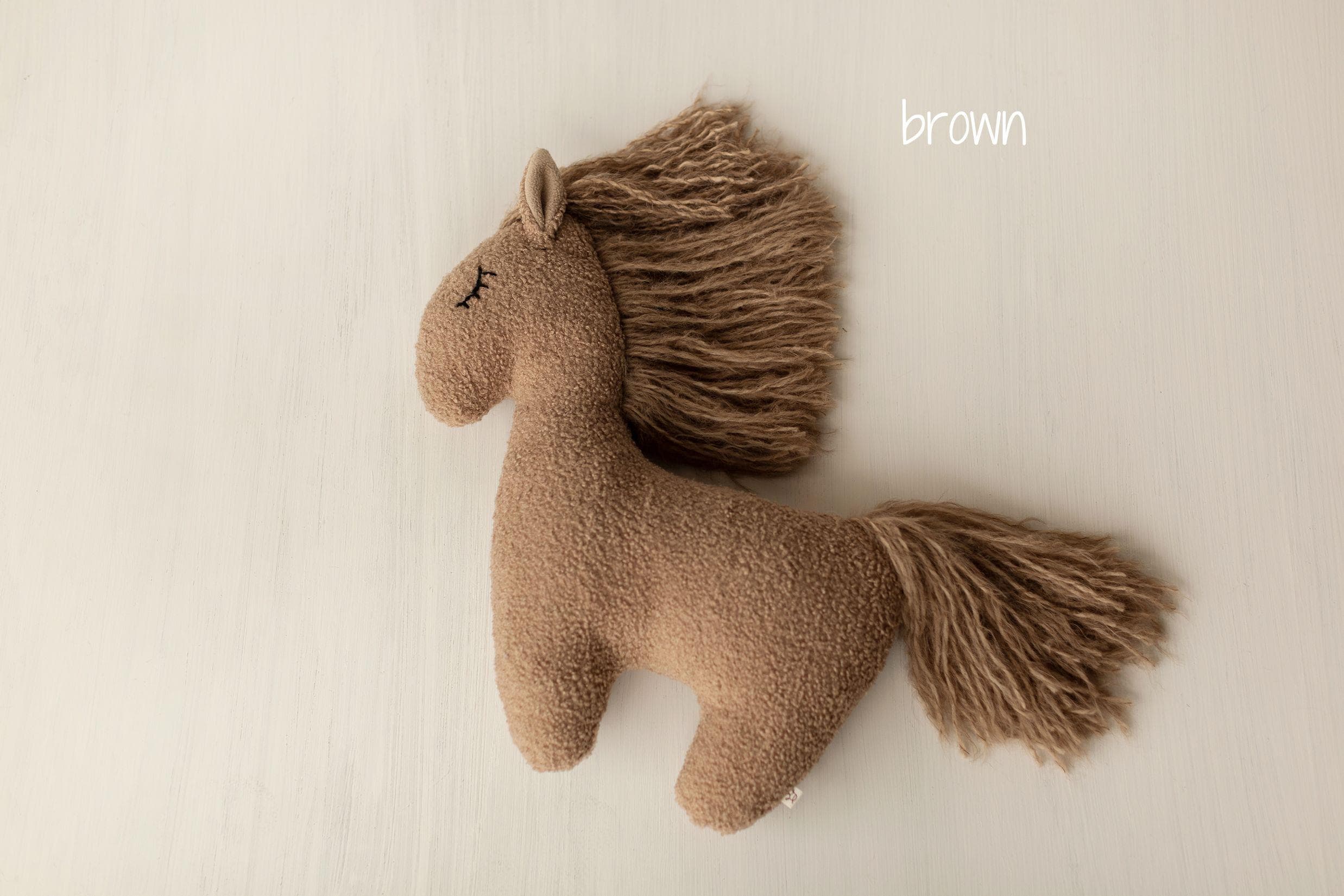 Brown Horse Pillow Toy – Newborn Photography Prop and Year of the Horse Gift