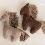 Brown Horse Pillow Toy – Newborn Photography Prop and Year of the Horse Gift