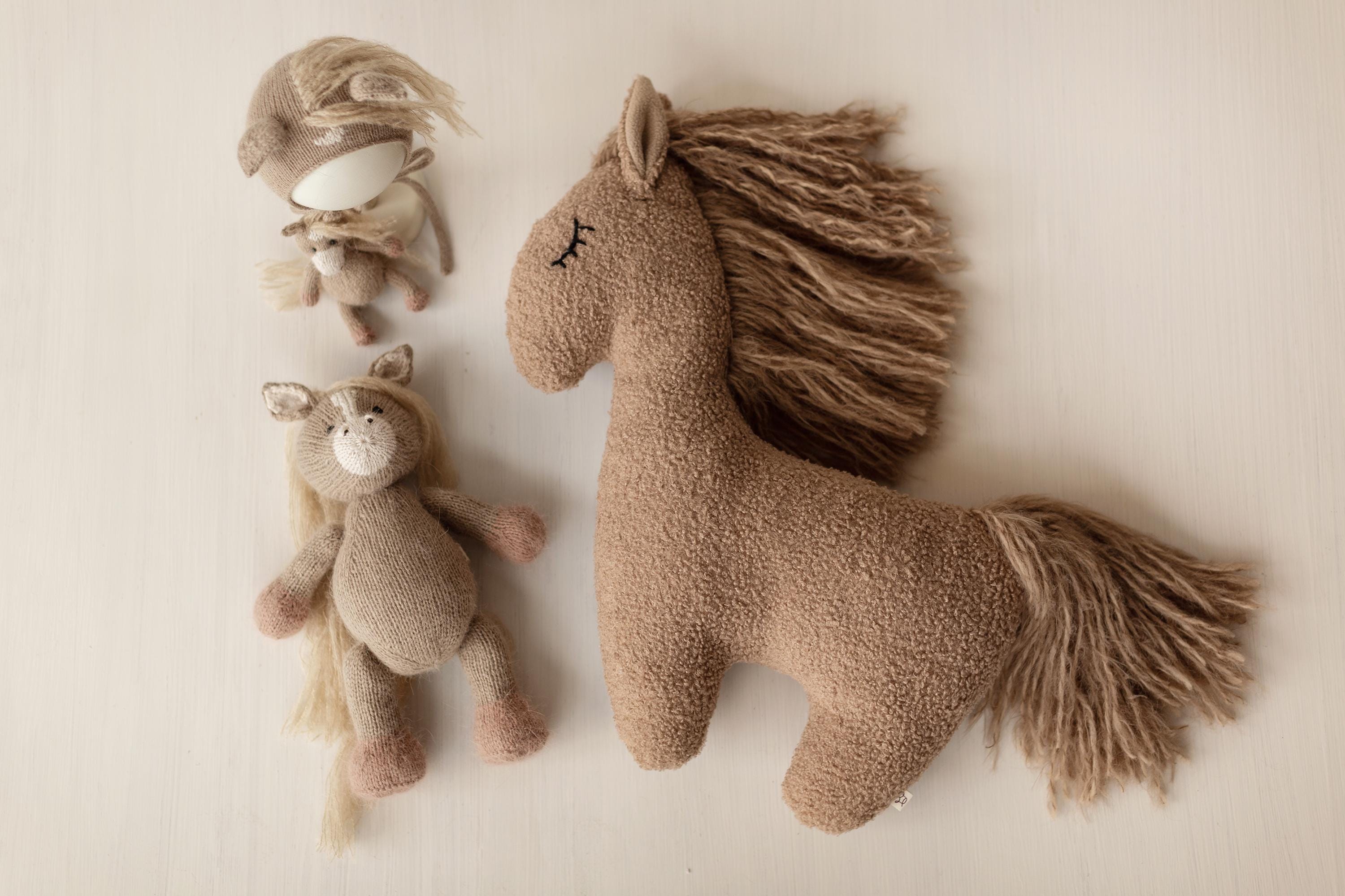 Brown Horse Pillow Toy – Newborn Photography Prop and Year of the Horse Gift