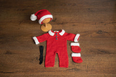 Newborn Santa Claus Outfit, Newborn Christmas Outfit, Knitted Newborn Santa Hat, Newborn Knitted Outfit, Christmas Newborn Photography Props