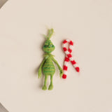 Felted Wool Whimsical Holiday Green Monster Toy for Christmas Photography Props and Holiday Gift
