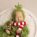 Felted Wool Whimsical Holiday Green Monster Toy for Christmas Photography Props and Holiday Gift