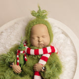 Felted Wool Whimsical Holiday Green Monster Toy for Christmas Photography Props and Holiday Gift