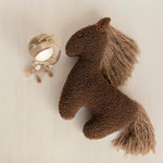 Brown Horse Pillow Toy – Newborn Photography Prop and Year of the Horse Gift