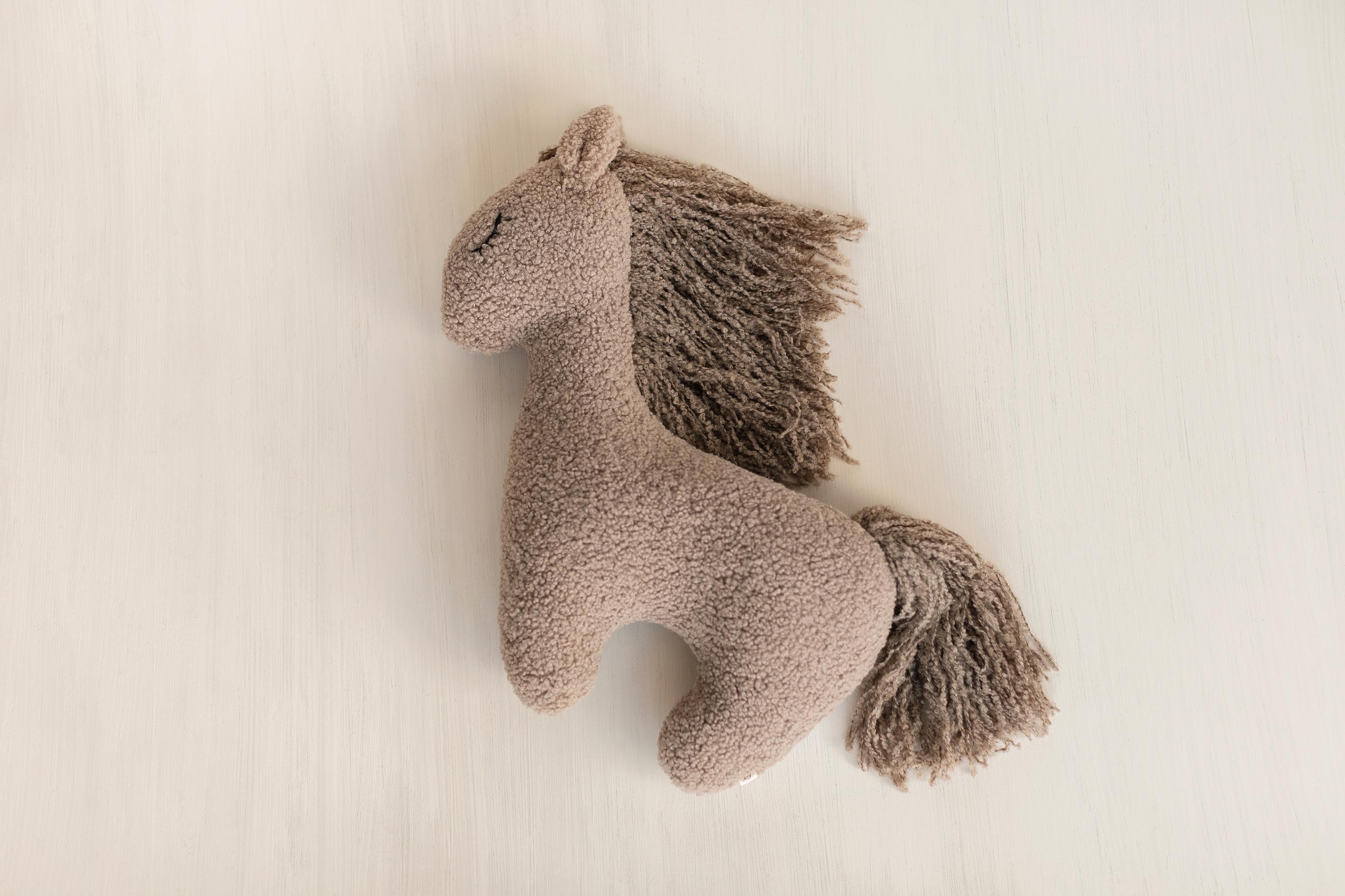 Brown Horse Pillow Toy – Newborn Photography Prop and Year of the Horse Gift