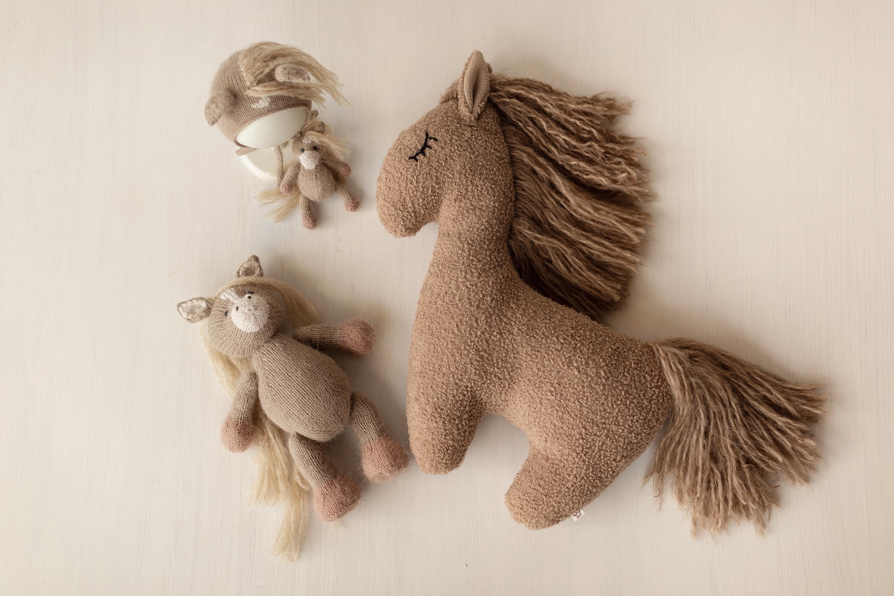 Brown Horse Pillow Toy – Newborn Photography Prop and Year of the Horse Gift
