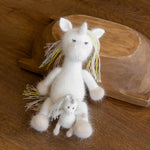 Angora Wool Newborn Horse & Unicorn Bonnet Set with Knit Toy