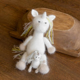 Angora Wool Newborn Horse & Unicorn Bonnet Set with Knit Toy
