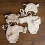 White Sheep Newborn Outfit, Newborn Knitted outfit, Newborn Photography prop,Newborn Felt Sheep Toy,First Birthday Outfit,Coming Home Outfit