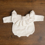 Angora Wool Ruffle Romper for Baby Girls – Newborn Photography Outfit & Coming Home Gift, Newborn Knitted Outfit, Newborn Photo Props