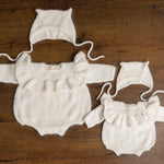 Angora Wool Ruffle Romper for Baby Girls – Newborn Photography Outfit & Coming Home Gift, Newborn Knitted Outfit, Newborn Photo Props