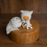 Angora Wool Knitted Kitten Bonnet for Newborn Photoshoots and Coming Home Outfit Baby Shower Gift