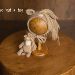 Angora Wool Newborn Horse & Unicorn Bonnet Set with Knit Toy