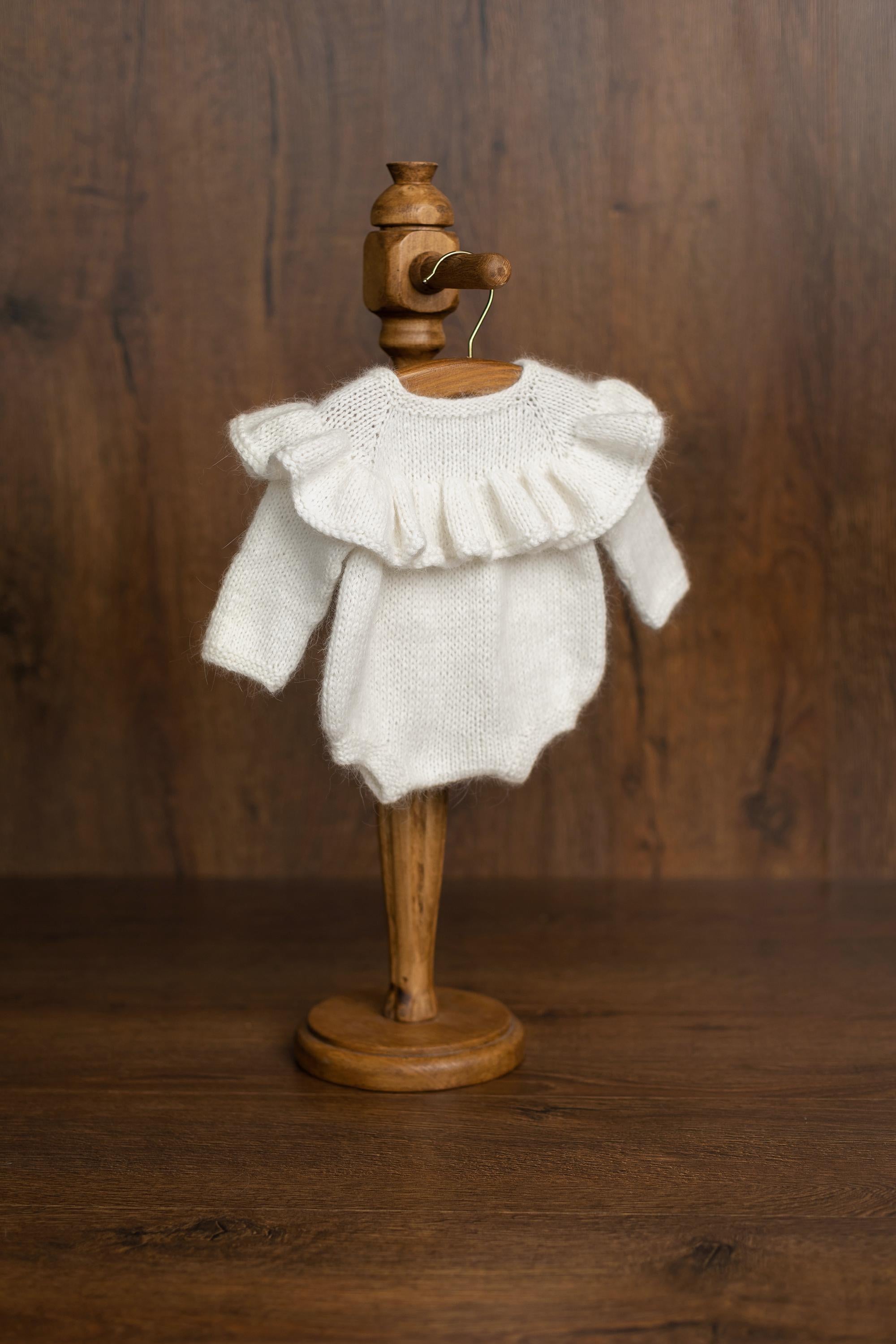 Angora Wool Ruffle Romper for Baby Girls – Newborn Photography Outfit & Coming Home Gift, Newborn Knitted Outfit, Newborn Photo Props