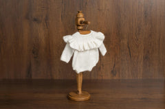 Angora Wool Ruffle Romper for Baby Girls – Newborn Photography Outfit & Coming Home Gift, Newborn Knitted Outfit, Newborn Photo Props