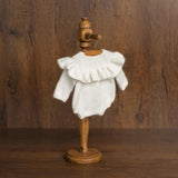 Angora Wool Ruffle Romper for Baby Girls – Newborn Photography Outfit & Coming Home Gift, Newborn Knitted Outfit, Newborn Photo Props