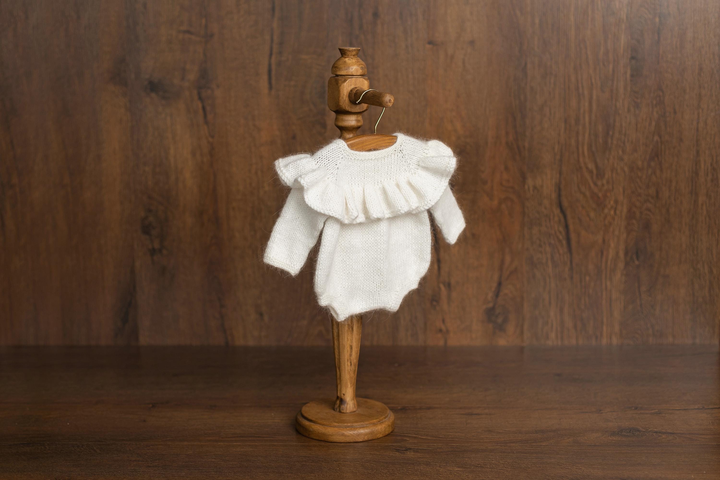 Angora Wool Ruffle Romper for Baby Girls – Newborn Photography Outfit & Coming Home Gift, Newborn Knitted Outfit, Newborn Photo Props