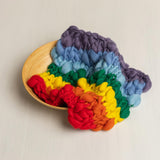 Merino Wool Rainbow Baby Newborn Photography Props: Chunky Hand Knitted Baby Blanket, Newborn Rainbow Headband, Felted Heart and Rainbow Toy