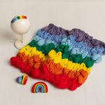 Merino Wool Rainbow Baby Newborn Photography Props: Chunky Hand Knitted Baby Blanket, Newborn Rainbow Headband, Hand Felted Heart & Rainbow