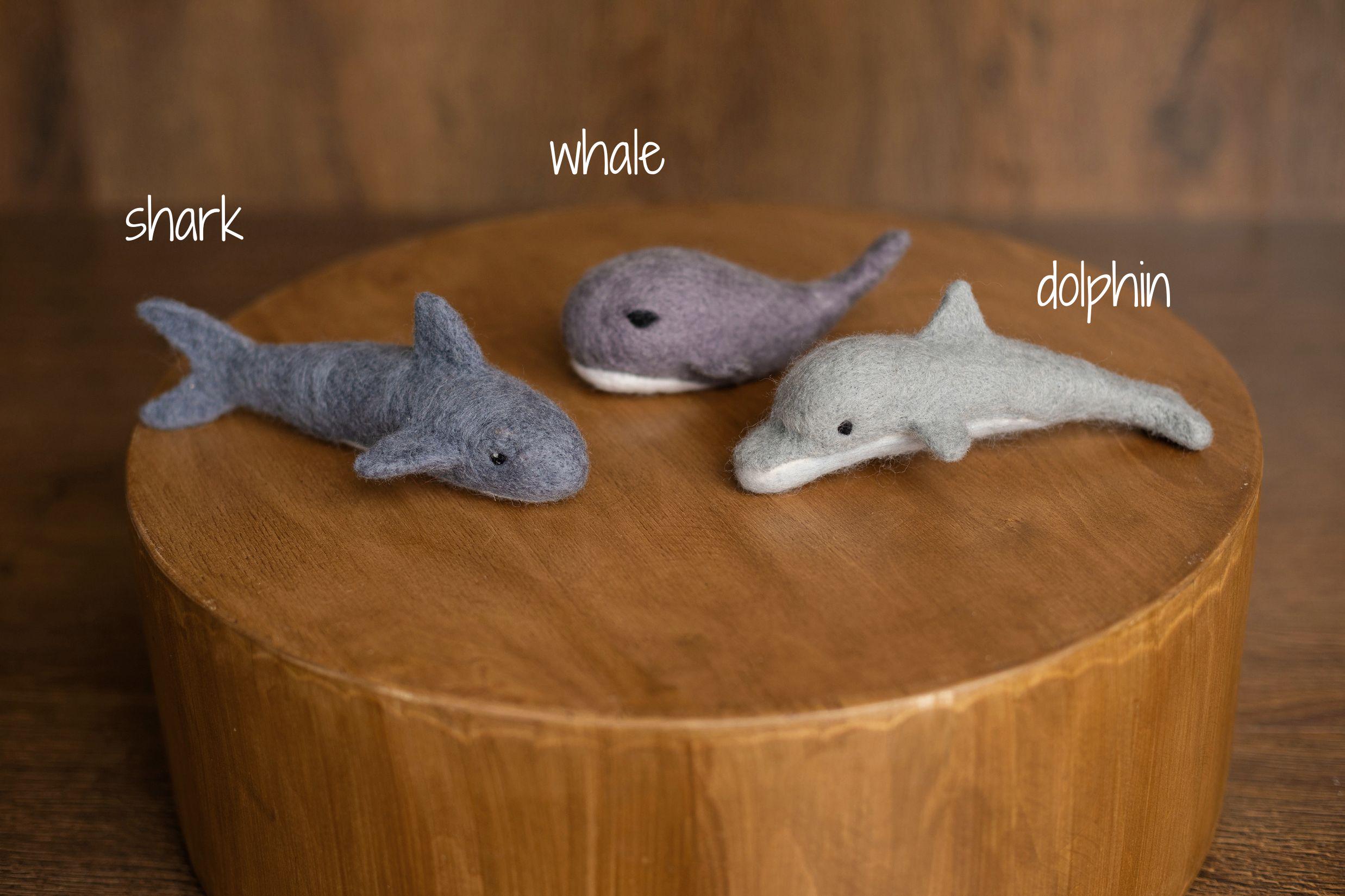 Felted Wool Sea Animals Toy for Newborn Photography Props (Shark, Dolphin, Whale, Seal, Turtle, Koi Fish, Stingray, Starfish)