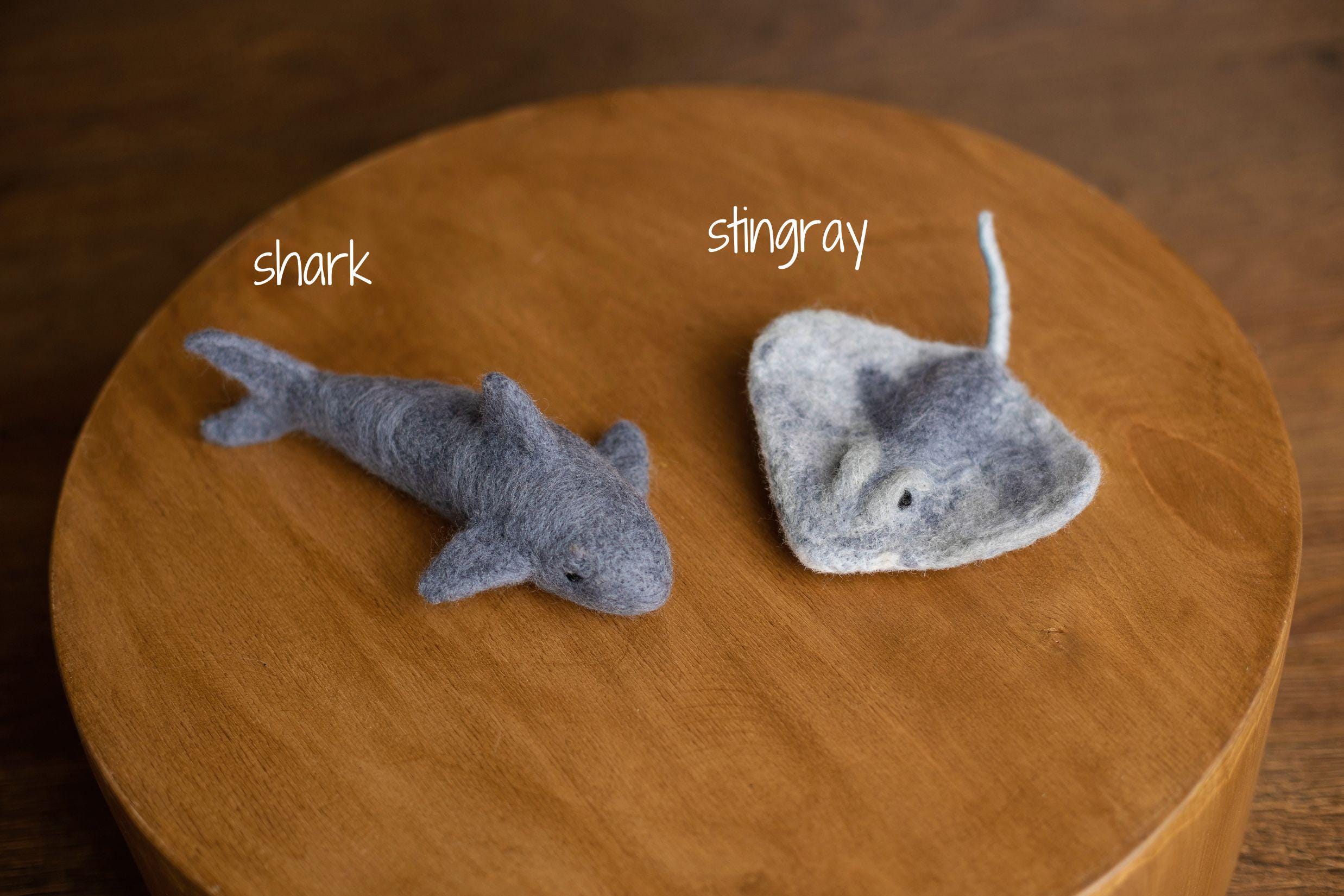 Felted Wool Sea Animals Toy for Newborn Photography Props (Shark, Dolphin, Whale, Seal, Turtle, Koi Fish, Stingray, Starfish)
