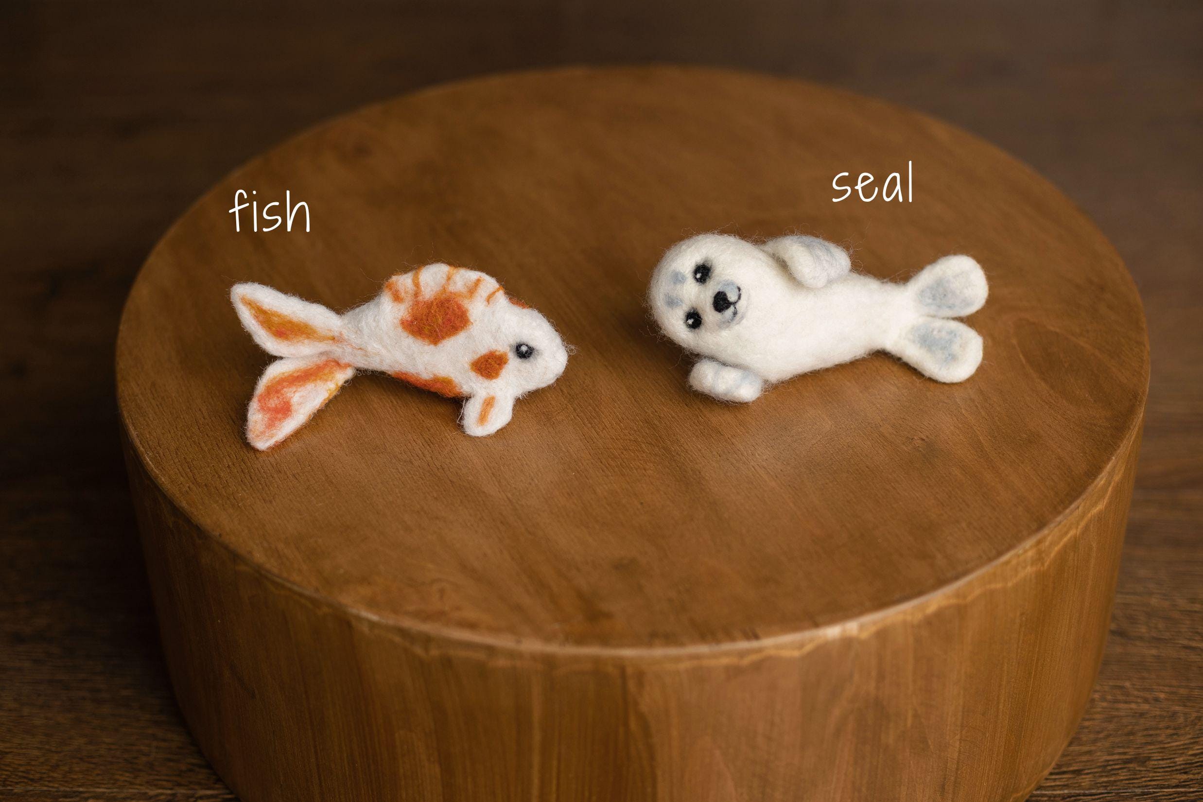 Felted Wool Sea Animals Toy for Newborn Photography Props (Shark, Dolphin, Whale, Seal, Turtle, Koi Fish, Stingray, Starfish)