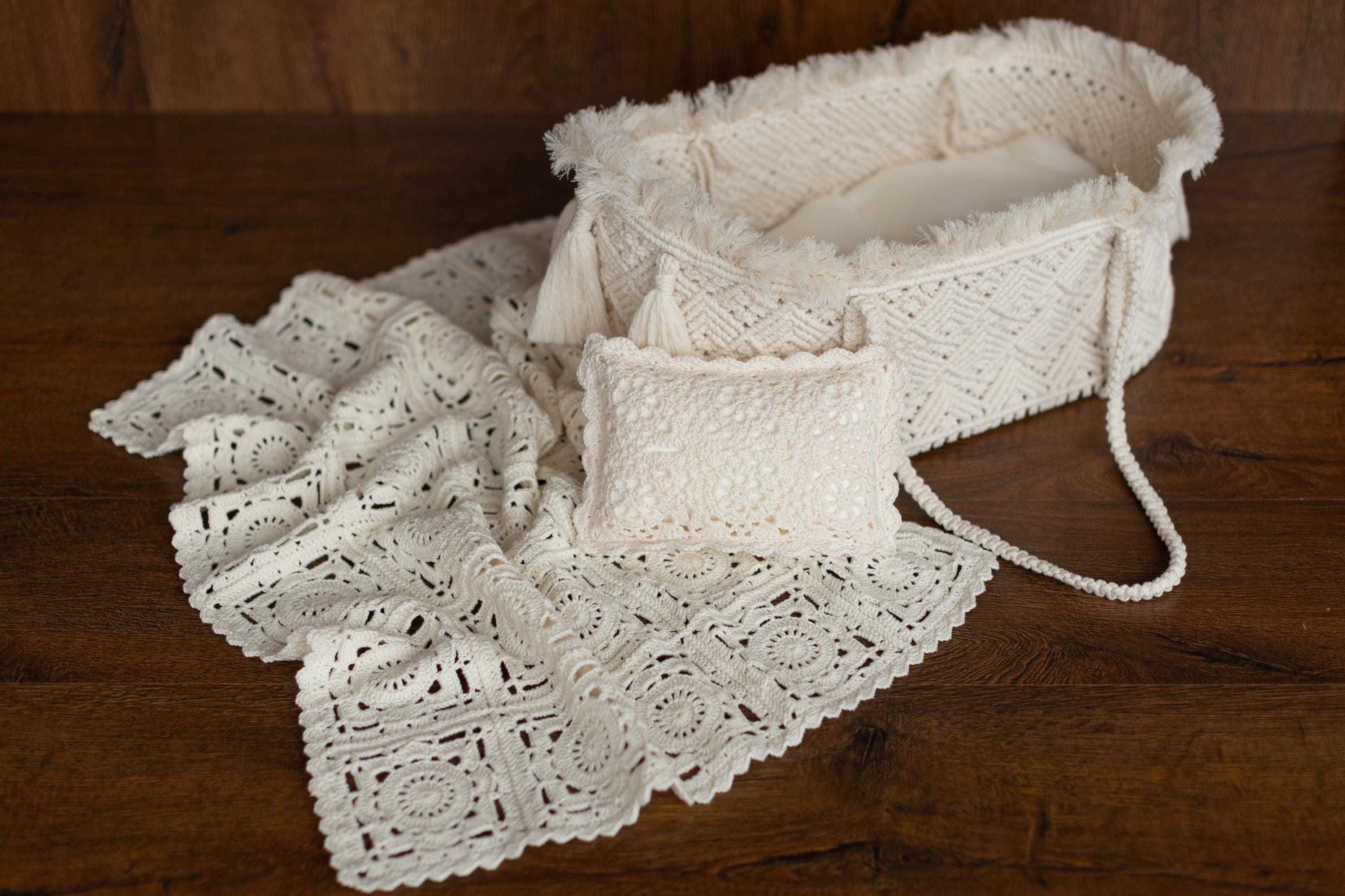 Natural Cotton Crochet Newborn Blanket – Handmade Baby Blanket for Newborn Photography, Stroller, Bed & Keepsake Heirloom