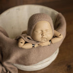 Vintage Ivory Wooden Newborn Photography Bucket – Rustic Baby Prop Wood Bowl
