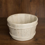 Vintage Ivory Wooden Newborn Photography Bucket – Rustic Baby Prop Wood Bowl