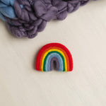 Merino Wool Rainbow Baby Newborn Photography Props: Chunky Hand Knitted Baby Blanket, Newborn Rainbow Headband, Felted Heart and Rainbow Toy