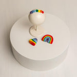 Merino Wool Rainbow Baby Newborn Photography Props: Chunky Hand Knitted Baby Blanket, Newborn Rainbow Headband, Felted Heart and Rainbow Toy