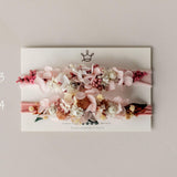 Newborn Girl Floral Headband with Real Dried Flowers – Handmade Baby Flower Crown for Newborn Photography, Boho Baby Headband, Photo Prop