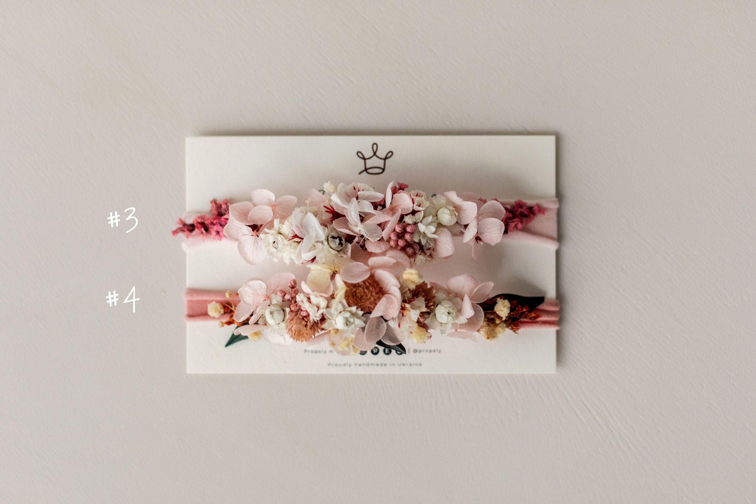 Newborn Girl Floral Headband with Real Dried Flowers – Handmade Baby Flower Crown for Newborn Photography, Boho Baby Headband, Photo Prop