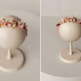 Newborn Girl Floral Headband with Real Dried Flowers – Handmade Baby Flower Crown for Newborn Photography, Boho Baby Headband, Photo Prop