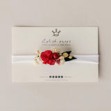 Christmas Newborn Girl Floral Headband, Dried Flower Baby Headband, Christmas Baby Girl Outfit, Holiday Newborn Photo Prop