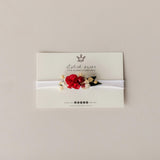 Christmas Newborn Girl Floral Headband, Dried Flower Baby Headband, Christmas Baby Girl Outfit, Holiday Newborn Photo Prop