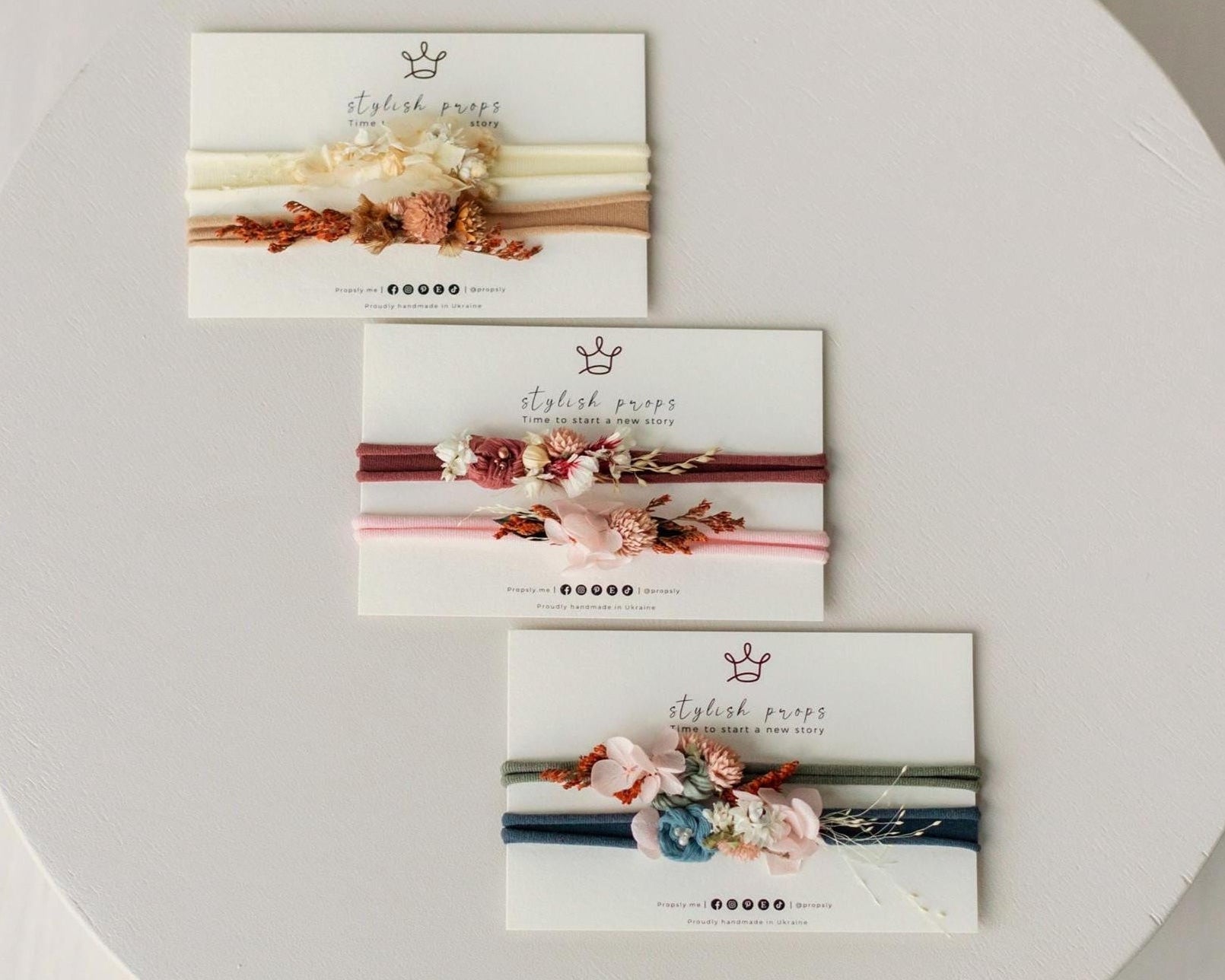 Handmade Floral Headband for Newborn Girl – Dried Flower Baby Accessory, Soft Boho Headband for Photos & Baby Shower