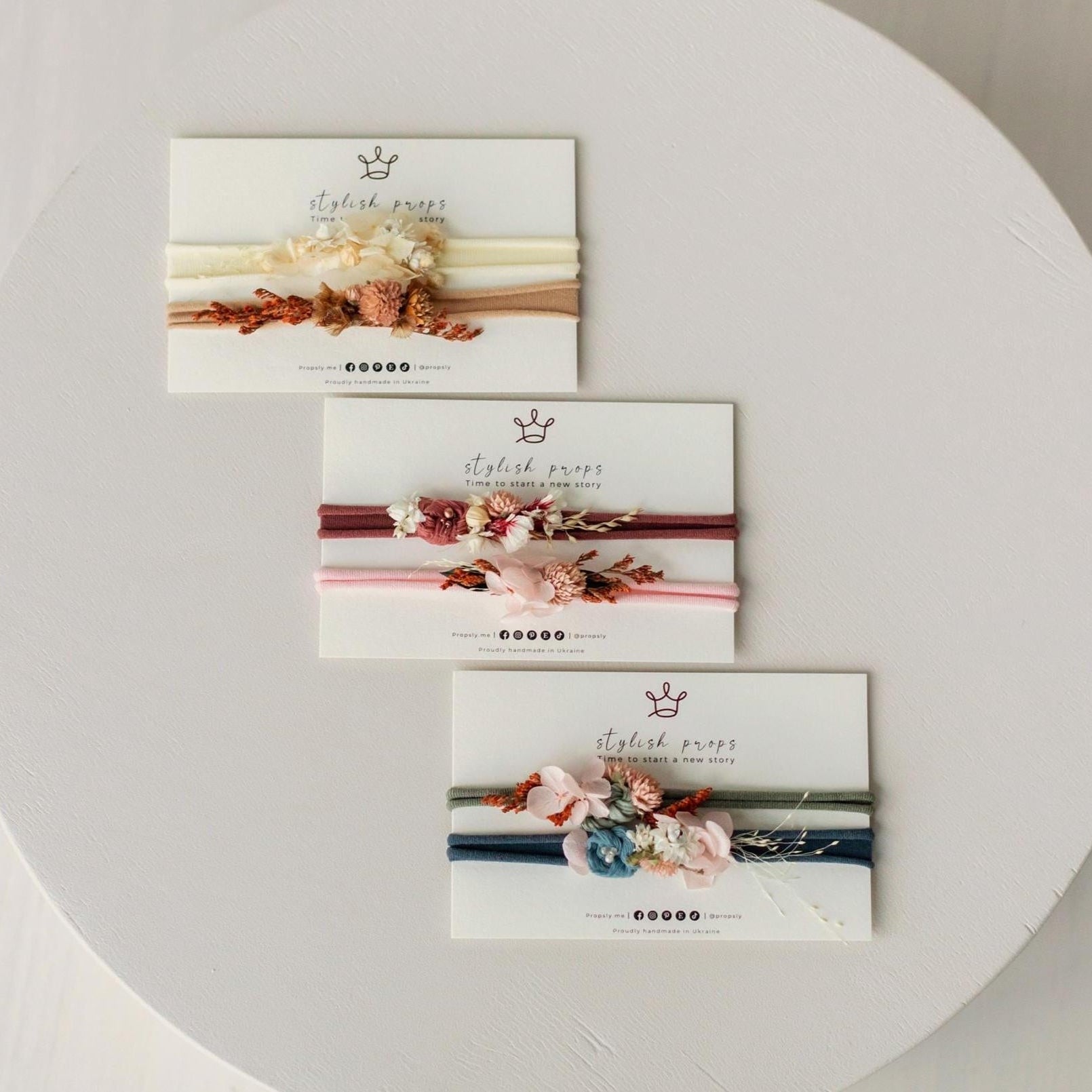 Handmade Floral Headband for Newborn Girl – Dried Flower Baby Accessory, Soft Boho Headband for Photos & Baby Shower