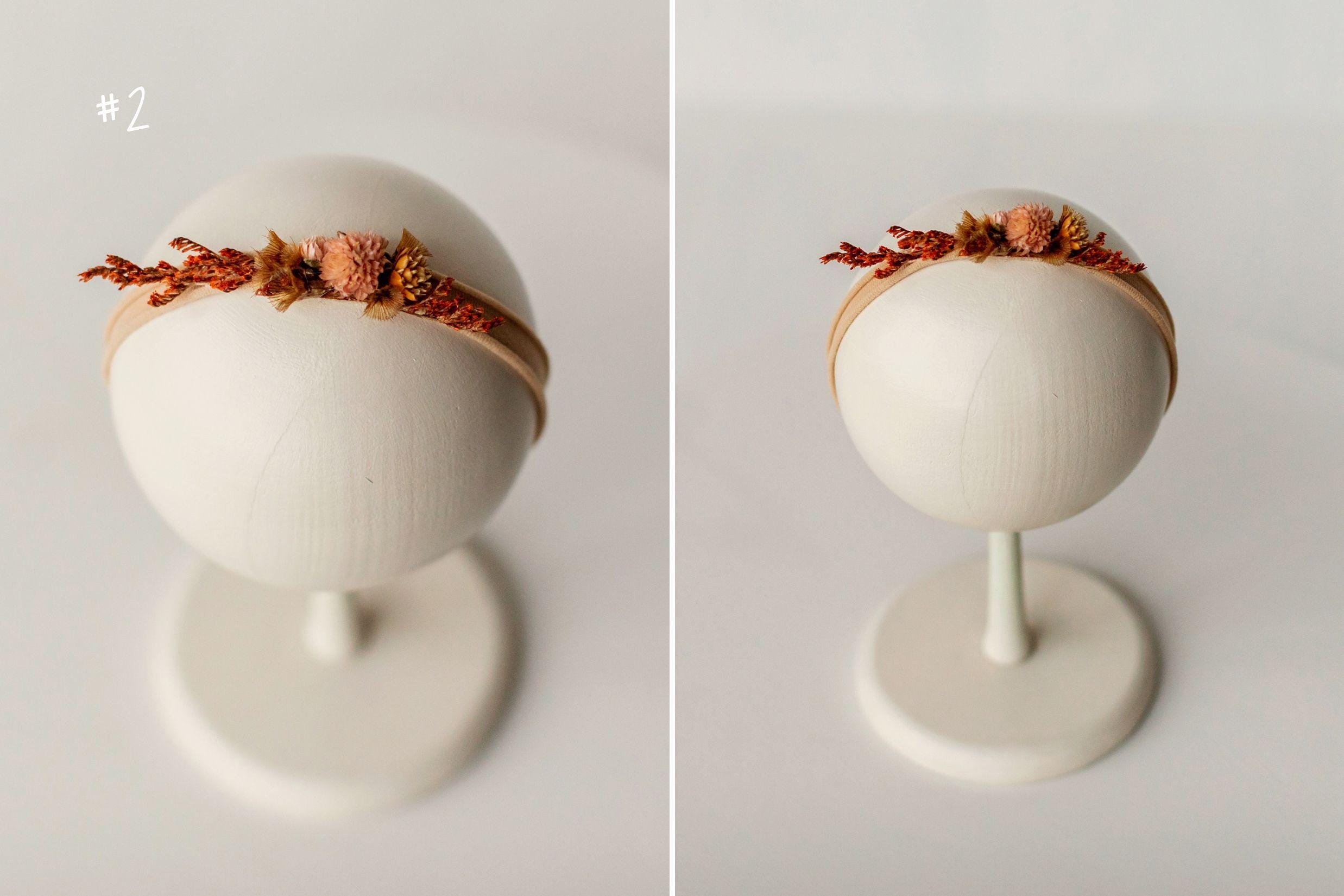 Handmade Floral Headband for Newborn Girl – Dried Flower Baby Accessory, Soft Boho Headband for Photos & Baby Shower