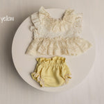 Newborn Girl Outfit with Lace Tunic & Bloomers – Mix and Match Baby Girl Photography Outfit, Boho Newborn Photo Prop, Handmade Baby Set
