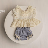 Newborn Girl Outfit with Lace Tunic & Bloomers – Mix and Match Baby Girl Photography Outfit, Boho Newborn Photo Prop, Handmade Baby Set
