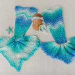 Newborn Mermaid Outfit with Knitted Mermaid Tail, Baby Girl Headband & Accessories – Mermaid Newborn Photography Prop Set